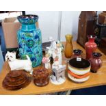A mixed collection mid century and later wares including Nao, Willow Tree, large West German art