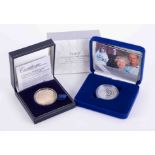 London Mint, a gold plated silver Tristan Da Cunha dragon five pound coin, boxed together with