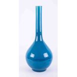 A large Chinese blue glazed bottle vase, restored, height 25".