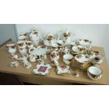 Royal Albert Old Country Roses, a collection including coffee pot, teapot, cups, saucers, cream/milk