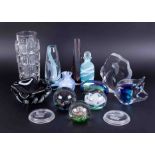 A collection of various art glass and ornaments including paperweights, (12).