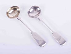 Two Exeter silver salt spoons, makers father & Son John & Thomas Stone, circa 1868 and 1868.