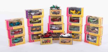 Collection of Matchbox including Y-11 Packard Landaulet, Y-2 Renault 2 seater, Y-10 Mercedes Benz,