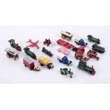 A small collection of loose models including Matchbox Superfast Pannier Tank Loco, Fowler Showman'