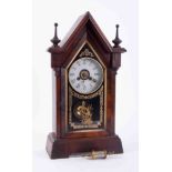 A Victorian rosewood Jerome steeple clock with bell strike.