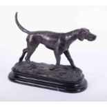 After Mene, a bronze study of a hound, height 29cm, width 33cm, together with a book Romantic