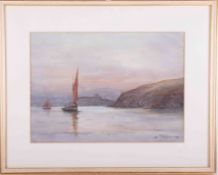 P.A. Beale, signed watercolour, possibly Mountbatten off Plymouth, signed, glazed, framed, 27cm x