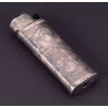 A silver cased lighter with scrolling leaf detail (40gms) together with a George V silver compact (