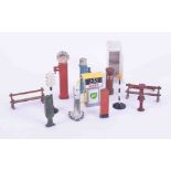 A mixed collection of lead Traffic light system, Benches, Postbox, Petrol Pumps etc.