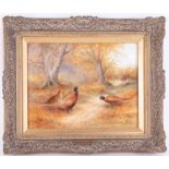 Milwyn Holloway fine art ceramic painting on porcelain, signed, in gilt frame, overall size 34cm x