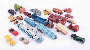 A collection of play worn models including Dinky Toys Singer Gazelle, Dinky Toys Morris 1100,