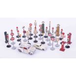 A mixed collection of lead traffic light system, petrol pump also Dinky Toys mini Minor model car