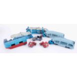 A mixed collection of play worn models including Dinky Pullmore Car Transporter, Dinky Toys