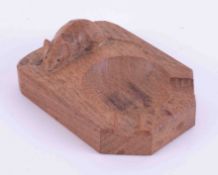 A Robert Thompson of Kilburn 'Mouseman' oak ashtray, 10cm wide. marked on the base 'Kilburn,