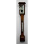 A 19th Century oak cased stick barometer (with faults), length 101cm.