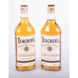 Two bottles of Teachers Scotch whisky, unboxed.