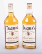 Two bottles of Teachers Scotch whisky, unboxed.