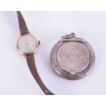 An antique silver compact with chased decoration together with Avia ladies vintage wristwatch.