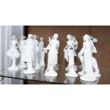 Royal Worcester, The Vogue collection of sixteen white porcelain figurines, each boxed (16).