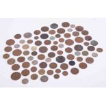 A collection of pre-decimal coins, farthings, half pennies, pennies, sixpences, shillings, etc and