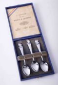 Cased souvenir set of 3 Kings & Queens silver plated commemorative spoons, George V, Edward VIII,