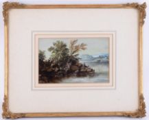 A 19th Century oil, monogrammed PCB, 'Fishing off a Riverbank', 14cm x 20cm, framed and glazed.