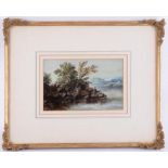 A 19th Century oil, monogrammed PCB, 'Fishing off a Riverbank', 14cm x 20cm, framed and glazed.