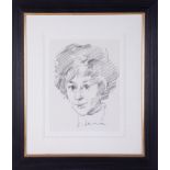 Robert Lenkiewicz (1941-2002), pencil drawing, portrait with hand written card on reverse, inscribed