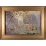 J. Howard Hale R,B,A,, Morning Mist, signed with label on reverse, 50cm x 75cm.