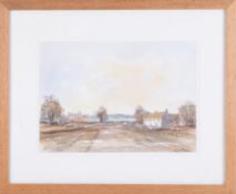 Brian J.Bird (Plymouth artist) Landscape & River, 23cm x 34cm, framed and glazed.