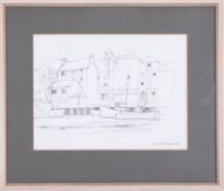 Derek A. Holland (1927-2014), 'Fishing Boats' drawing pencil on paper, Barbican (The Navy Inn)