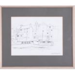 Derek A. Holland (1927-2014), 'Fishing Boats' drawing pencil on paper, Barbican (The Navy Inn)