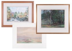 A collection of three paintings, including Charles E Brittan (1870-1949) ' Walkham Valley', 36cm x