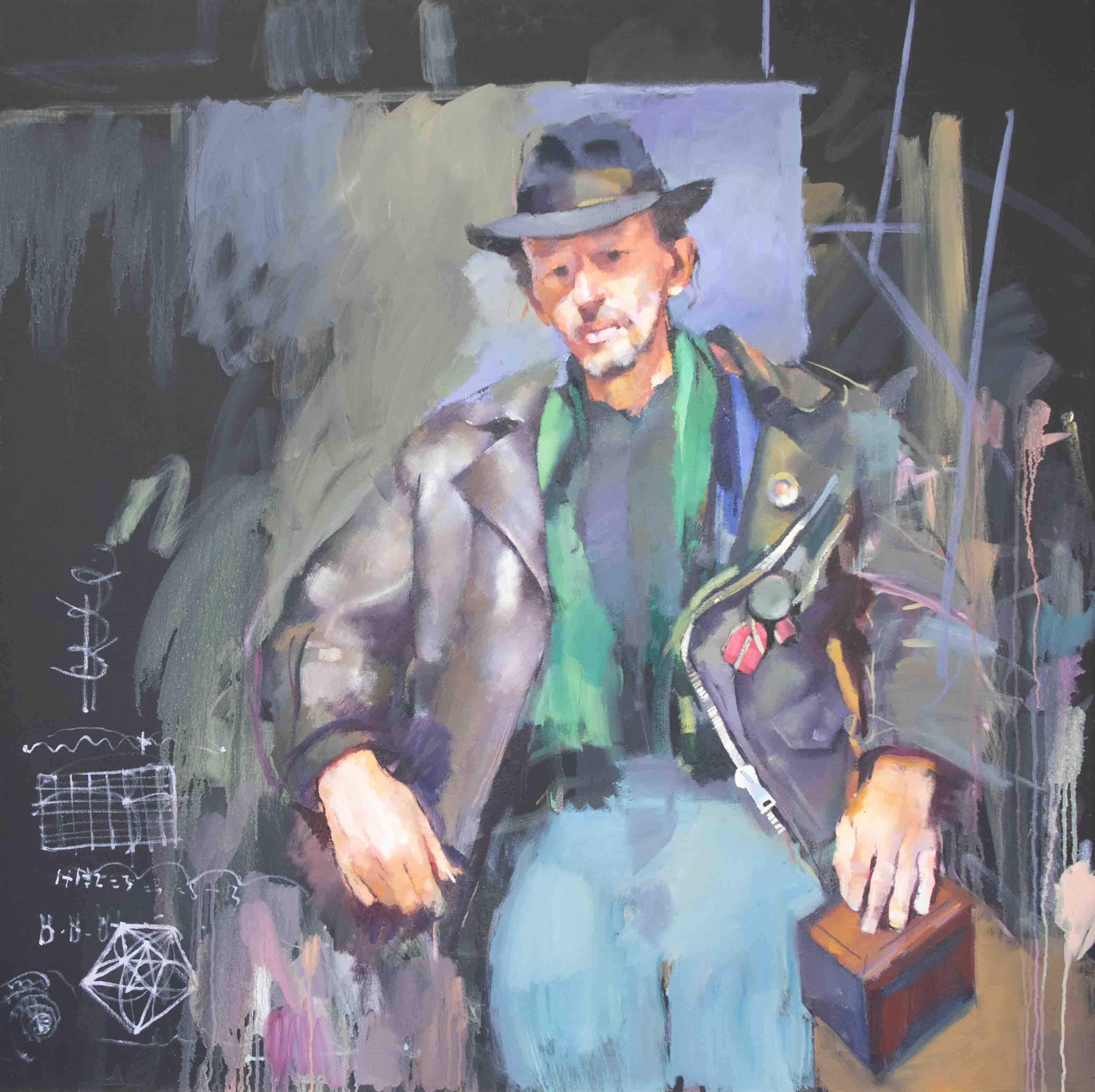 Robert Lenkiewicz (1941-2002) Project 20 Addictive Behaviour, oil on canvas 'A Man In Leather Jacket - Image 2 of 2