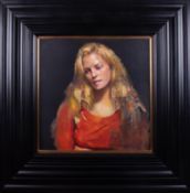 Robert Lenkiewicz (1941-2002) oil on canvas 'Rachel', 24" x 24", framed in a wide black