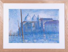 Brian J.Bird (Plymouth artist) mixed media, Venice, 39cm x 59cm, framed and glazed.