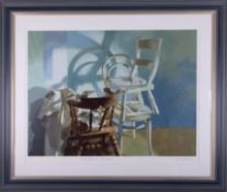 Robert Lenkiewicz (1941-2002) 'Chairs' signed limited edition print 11/195, 56cm x 76cm, framed