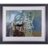 Robert Lenkiewicz (1941-2002) 'Chairs' signed limited edition print 11/195, 56cm x 76cm, framed