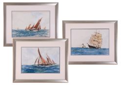 Neville Sotheby Pitcher (1889-1959), three signed marine watercolours including Ramsgate Shacks,