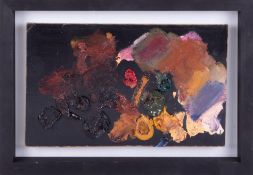 An original artist palette recovered from the studio of Robert Lenkiewicz cleaned, restored