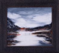 Nuala Taylor, mixed media on board, monogrammed, 'Plymouth Creek, Nature Reserve, Weston Mill,