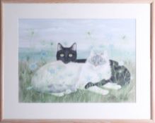 Fiona Hughes, watercolour 'Love-In-A-Mist', 43cm x 60cm, framed and glazed. With