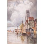 Dutch School, J. Van Staaten, (19th/20th century) signed watercolour, Canal scene, 60cm x 40cm,