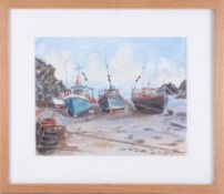 Brian J.Bird (Plymouth artist) 'Cornish Fishing Boats', 2007, 27cm x 36cm, framed and glazed.