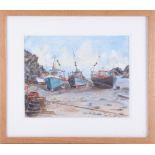 Brian J.Bird (Plymouth artist) 'Cornish Fishing Boats', 2007, 27cm x 36cm, framed and glazed.