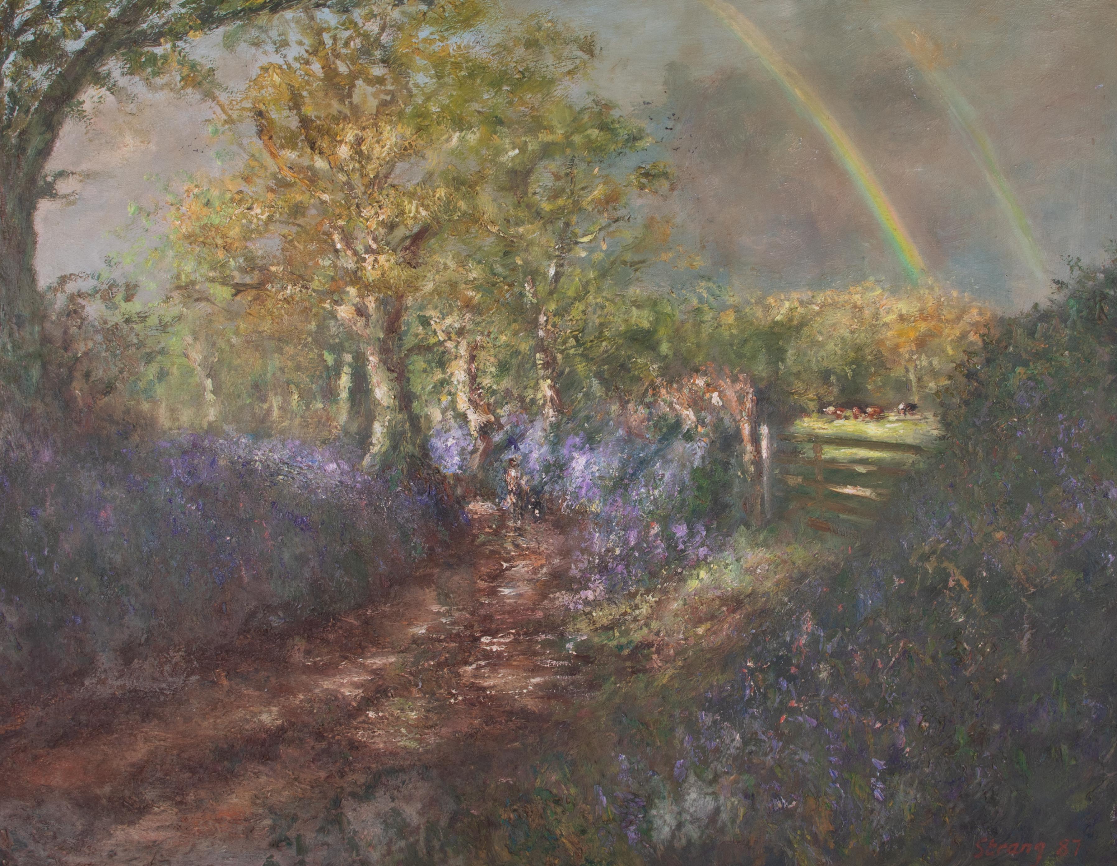 Michael J. STRANG (1942), oil on board, 'Country View and Rainbow', signed, dated '87, 70cm x - Image 2 of 2