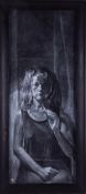 Lisa Stokes, self portrait on mixed media, signed and titled on reverse, 65cm x 26cm.