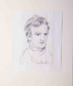 Robert Lenkiewicz (1941-2002) early pencil portrait of a young man, signed, 37cm x 37cm, mounted