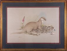 Robin Armstrong (b.1947), 'Otter' signed limited edition print 38/500, 42cm x 63cm, framed and