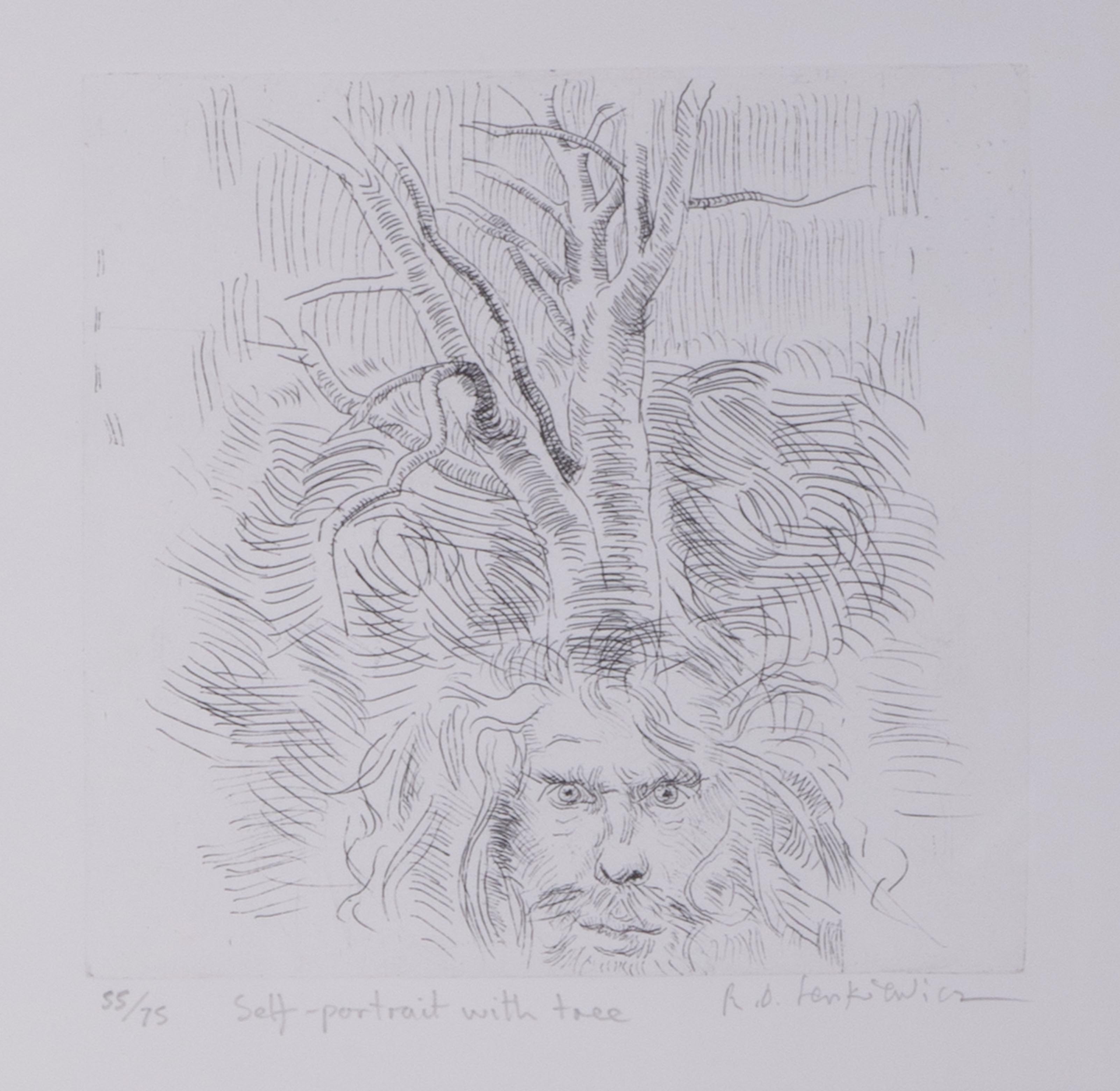 Robert Lenkiewicz (1941-2002), etching, titled Self portrait with tree, signed edition 55 of 75 in - Image 2 of 2
